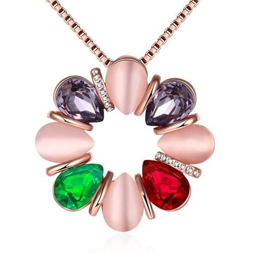 Picture of Luxury Women Necklace Bouquet Rhinestone Opal Glass Crystal Necklace