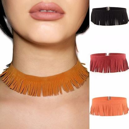 Picture of Punk Tassel Necklace Rock Leather Simple Choker Clavicle Necklace