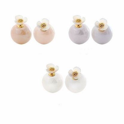 Picture of 2 Style Sweet Simple Earrings Elegant Flower Ball Earrings for Women Gift
