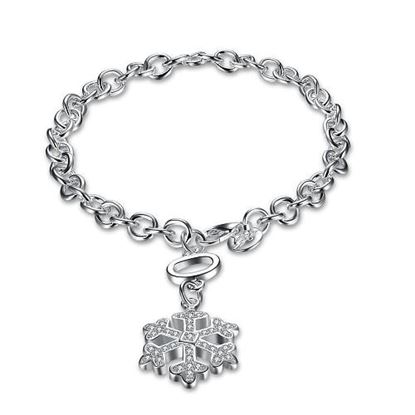 图片 YUEYIN Sweet Bracelet Snowflake Rhinestone Silver Plated Women Bracelet