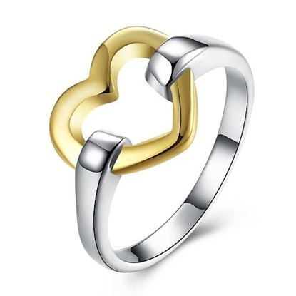 Изображение YUEYIN Sweet Ring Hollow Heart Silver Plated Ring