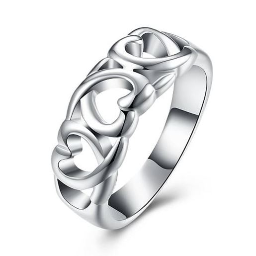 图片 YUEYING Sweet Ring Hollow Heart Silver Plated Women Ring