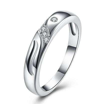 图片 YUEYIN Simple Ring Silver Plated Zircon Ring