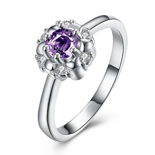 Picture of YUEYIN Sweet Ring Flower Big Zircon Ring for Women Gift