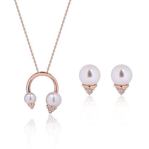 Picture of Trendy Jewelry Set Rhinestone Pearl Special Earrings Necklace Set