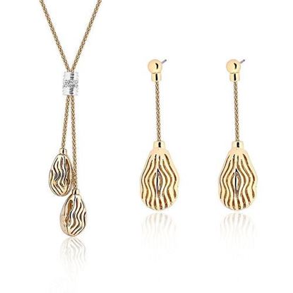 Picture of Tassel Jewelry Set Gold Plated Rhinestone Necklace Earrings Set