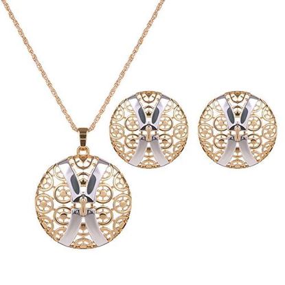 Picture of Simple Jewelry Set Hollow Circle Earrings Necklace Set