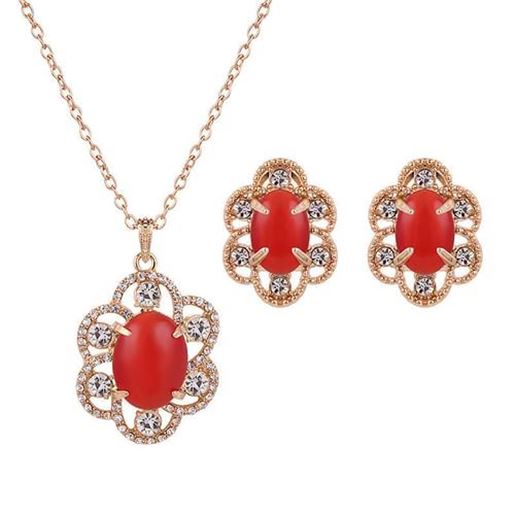 Picture of Luxury Jewelry Set Rhinestone Resin Flower Earrings Necklace Set