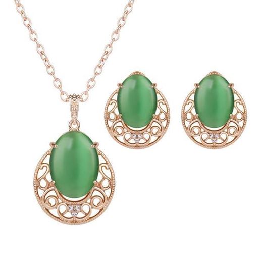 Picture of Retro Jewelry Set Resin Rhinestone Earrings Necklace Set