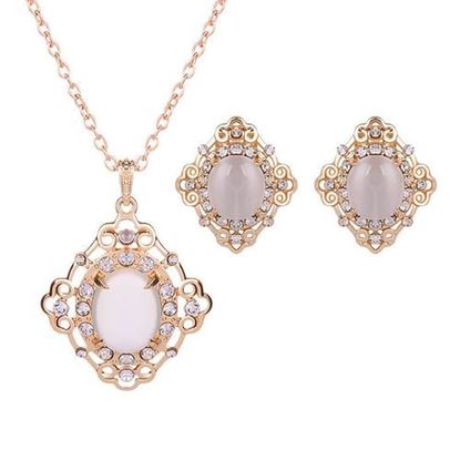 Picture of Luxury Jewelry Set Rhinestone Opal Necklace Earrings Set