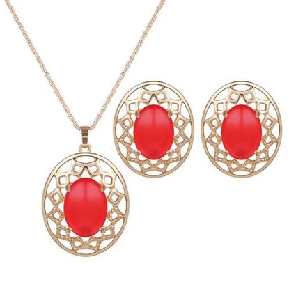 Picture of Elegant Jewelry Set Opal Hollow Oval Necklace Earrings Set