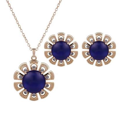 Picture of Elegant Jewelry Set Flower Opal Rhinestone Necklace Earrings Set