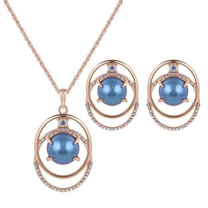 Picture of Elegant Jewelry Set Rhinestone Circle Pearl Earrings Necklace Set