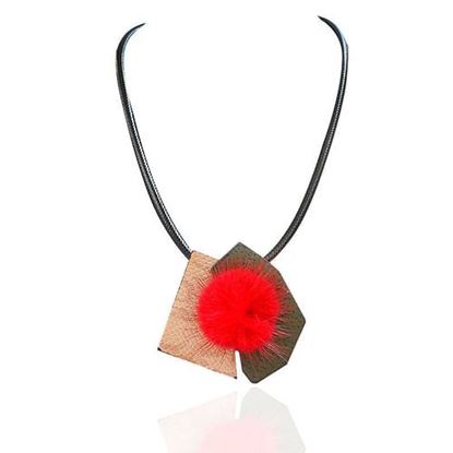 Picture of Trendy Brooch Necklace Leather Wool Pendant Necklace