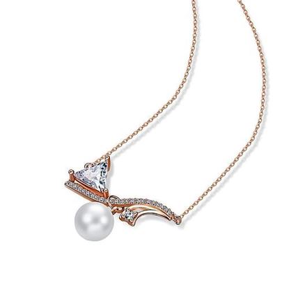 Picture of Stylish Short Necklace Fine Copper Rose Gold Plated Pearl Zircon Fashionable Accessories