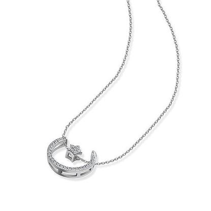 Picture of Platinum Plated Sweet Elegant Star Moon Women Pendant Necklace Accessories