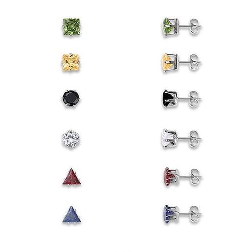 Изображение 12Pcs Shinning Zircon Multiple Shape Geometric Stud Earrings Daily Accessories
