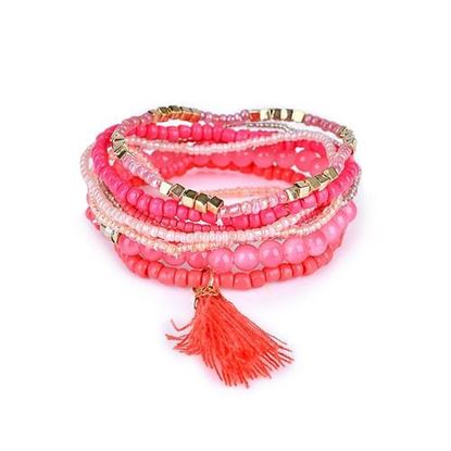 Picture of Women's Bohemian Bracelet Tassel Multilayer Beads Bracelet