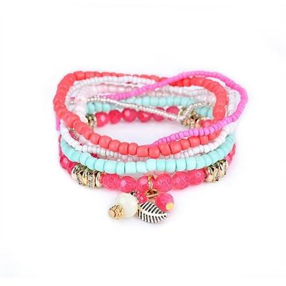 Picture of Women's Bohemian Bracelet Leaves Beads Multilayer Bracelet