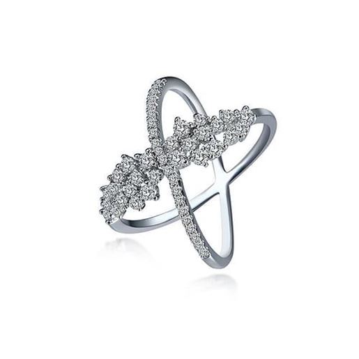 Picture of Women's Luxury Ring Cross Platinum Zircon Ring