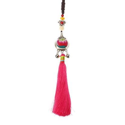 Picture of Women's Ethnic Necklace Embroidery Flower Beads Bell Necklace