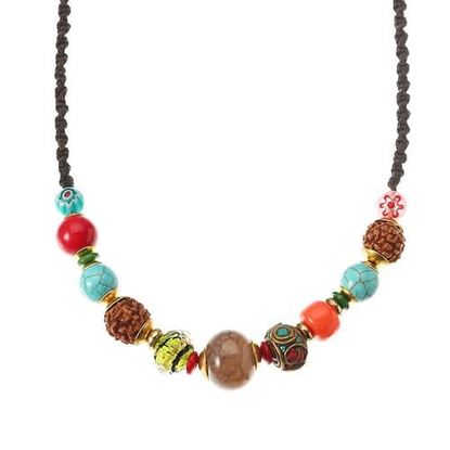 Picture of Women's Ethnic Necklace Crystal Turquoise Bell Rope Necklace