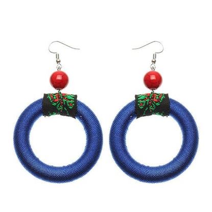 Picture of Women's Retro Earrings Big Circle Ceramic Ear Drop Earrings