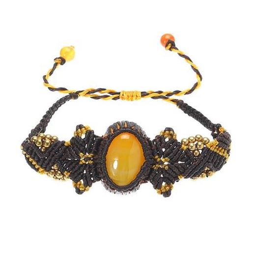 Picture of Women's Ethnic Bracelet Retro Agate Weave Rope Bracelet