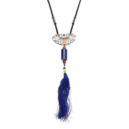 Picture of Women's Ethnic Necklace Tassel Flower Alloy Agate Ceramic Necklace