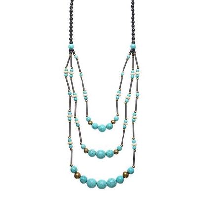 Picture of Women's Ethnic Necklace Multilayer Turquoise Bead Retro Necklace