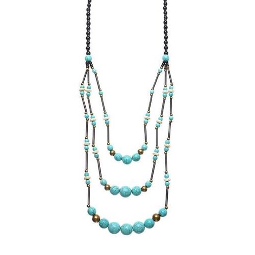 Picture of Women's Ethnic Necklace Multilayer Turquoise Bead Retro Necklace