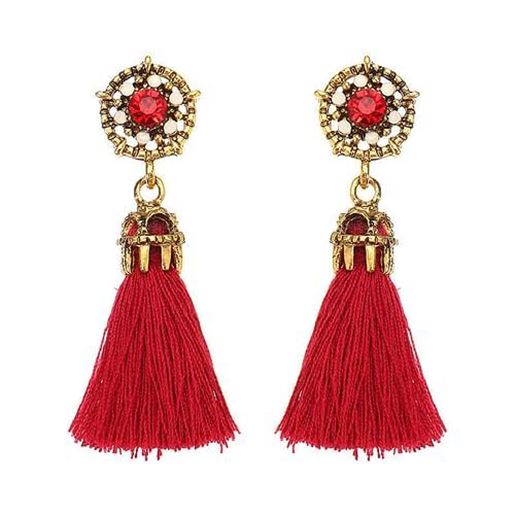 Picture of Women's Bohemian Earrings Elegant Crystal Rhinestone Tassel Earrings