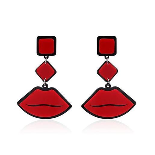 Picture of Women's Cute Funny Earrings Red Lip Ear Drop