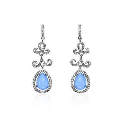 Picture of Women's Elegant Earrings Luxury Big Blue Crystal Earrings