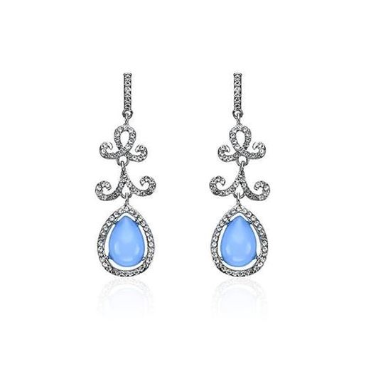 Picture of Women's Elegant Earrings Luxury Big Blue Crystal Earrings