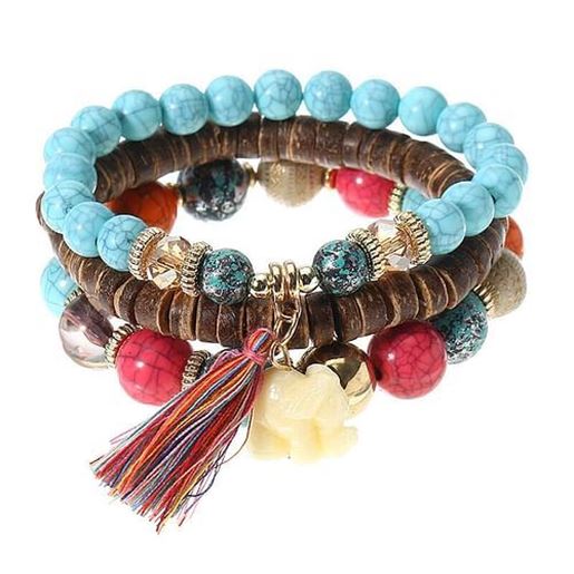 Picture of Bohemian Wood Beaded Bracelet