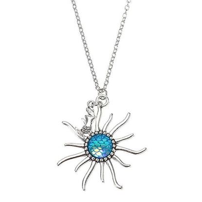 Picture of Retro Sun Mermaid Scale Charm Necklace