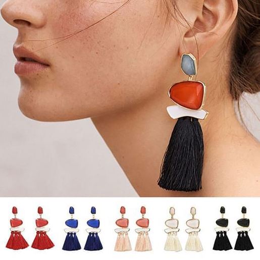 Picture of Geometric Colorful Tassels Earrings