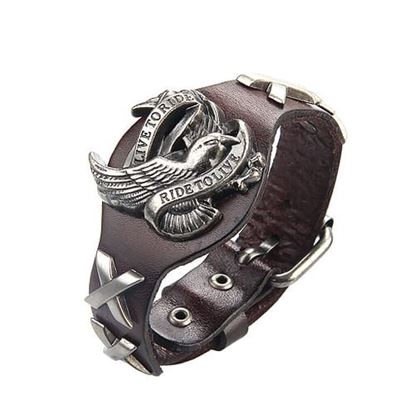 Picture of Punk Eagle Charming Leather Bracelet