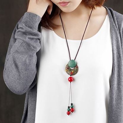 Picture of Ethnic Agate Turquoise Jade Long Necklace