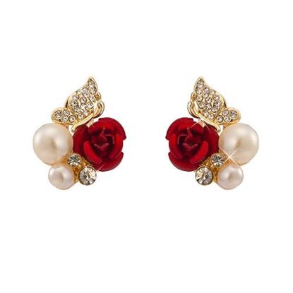 Picture of Luxury Rose Butterfly Pearl Earrings