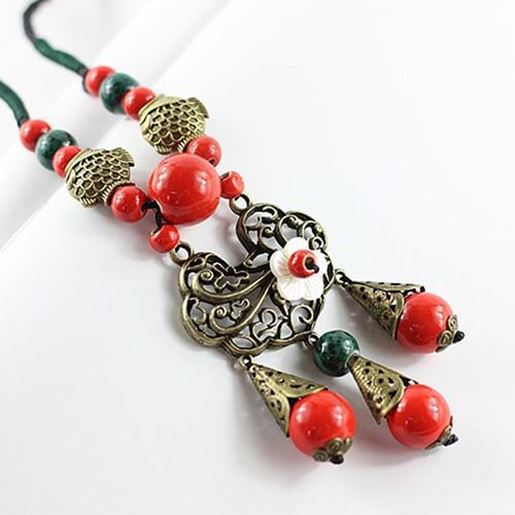 Picture of Ethnic Ceramic Sweater Necklace