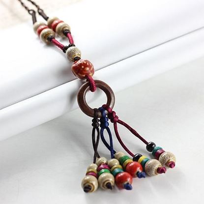 Picture of Ethnic Ceramic Tassels Long Necklace