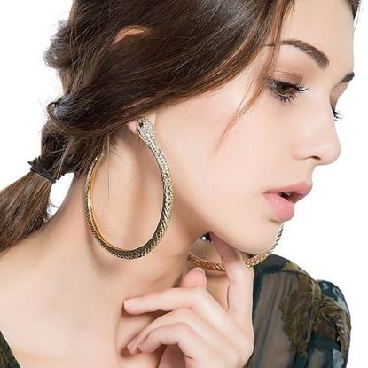 Picture of Exaggerated Gold Snake Hoop Earring