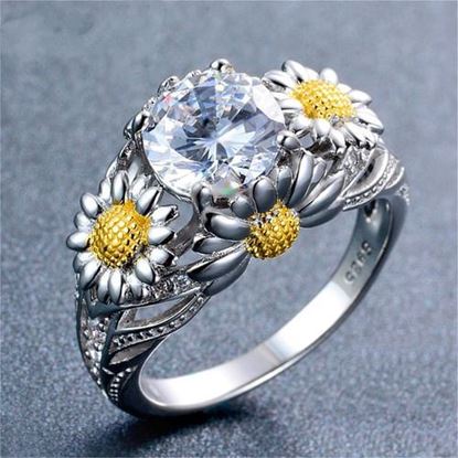 Picture of Sunflowers Zircon Gold Platinum Ring