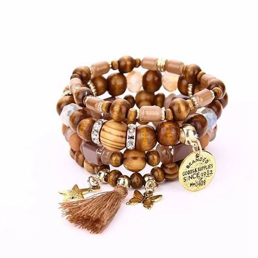 Picture of Vintage Tassel Wood Beaded Bracelets