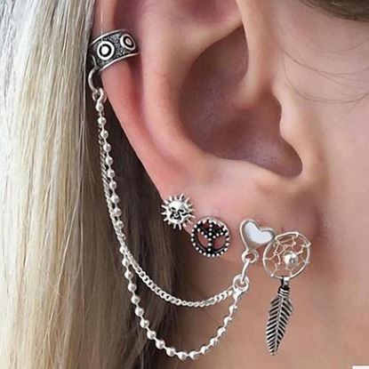 Picture of 4 Pcs Punk Stud Earrings Set