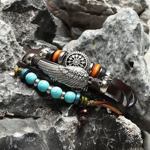 Picture of Punk Multilayer Leather Beads Bracelet