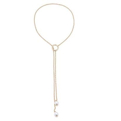 Picture of Long Tassel Pearl Lariat Necklaces