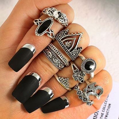 Picture of 10 Pcs Bohemian Statement Ring Set